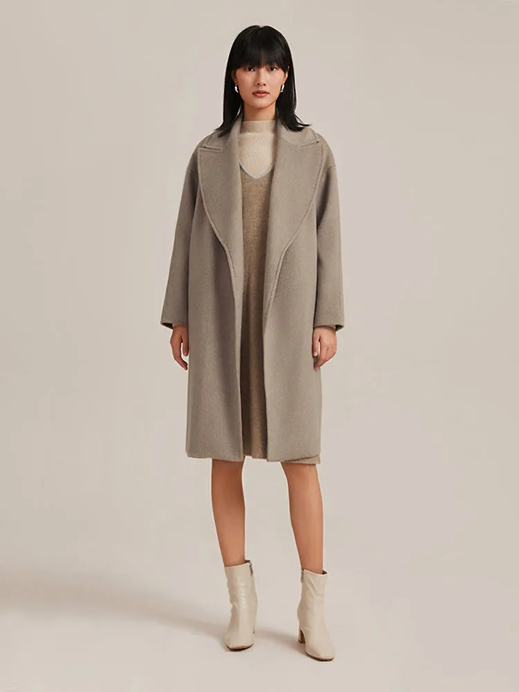 100 % Cashmere Lapel Collar Women Coat