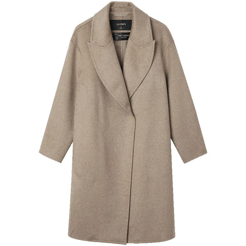 100 % Cashmere Lapel Collar Women Coat