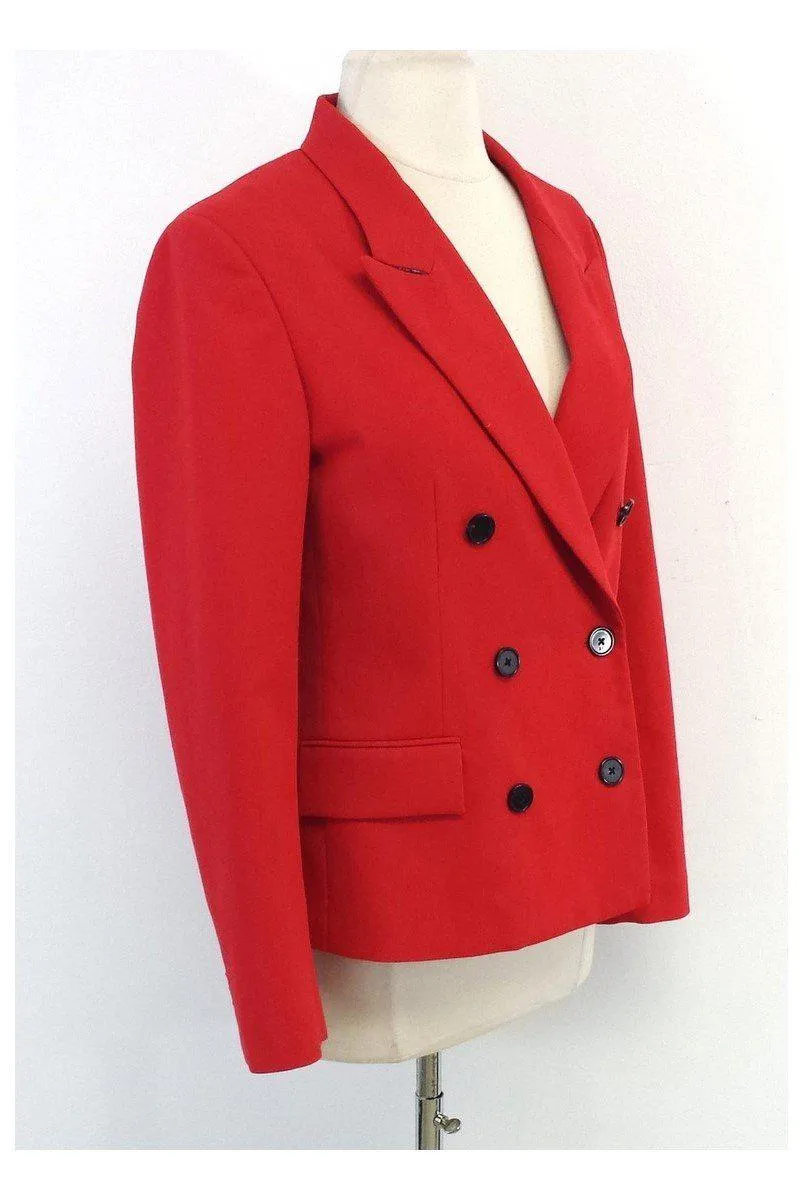 3.1 Phillip Lim - Red Cotton Blend Double Breasted Blazer Sz 6