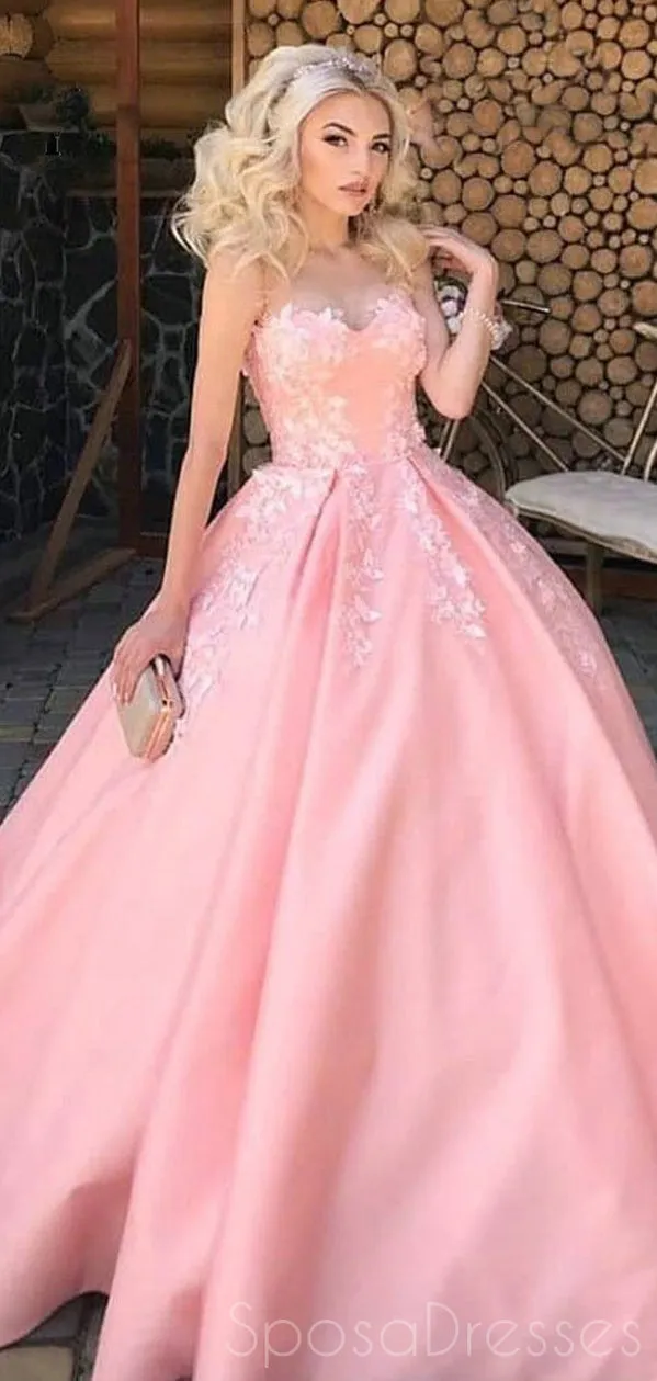 A-line Sweetheart Applique Cheap Prom Dresses, Sweet 16 Prom Dresses, 12442