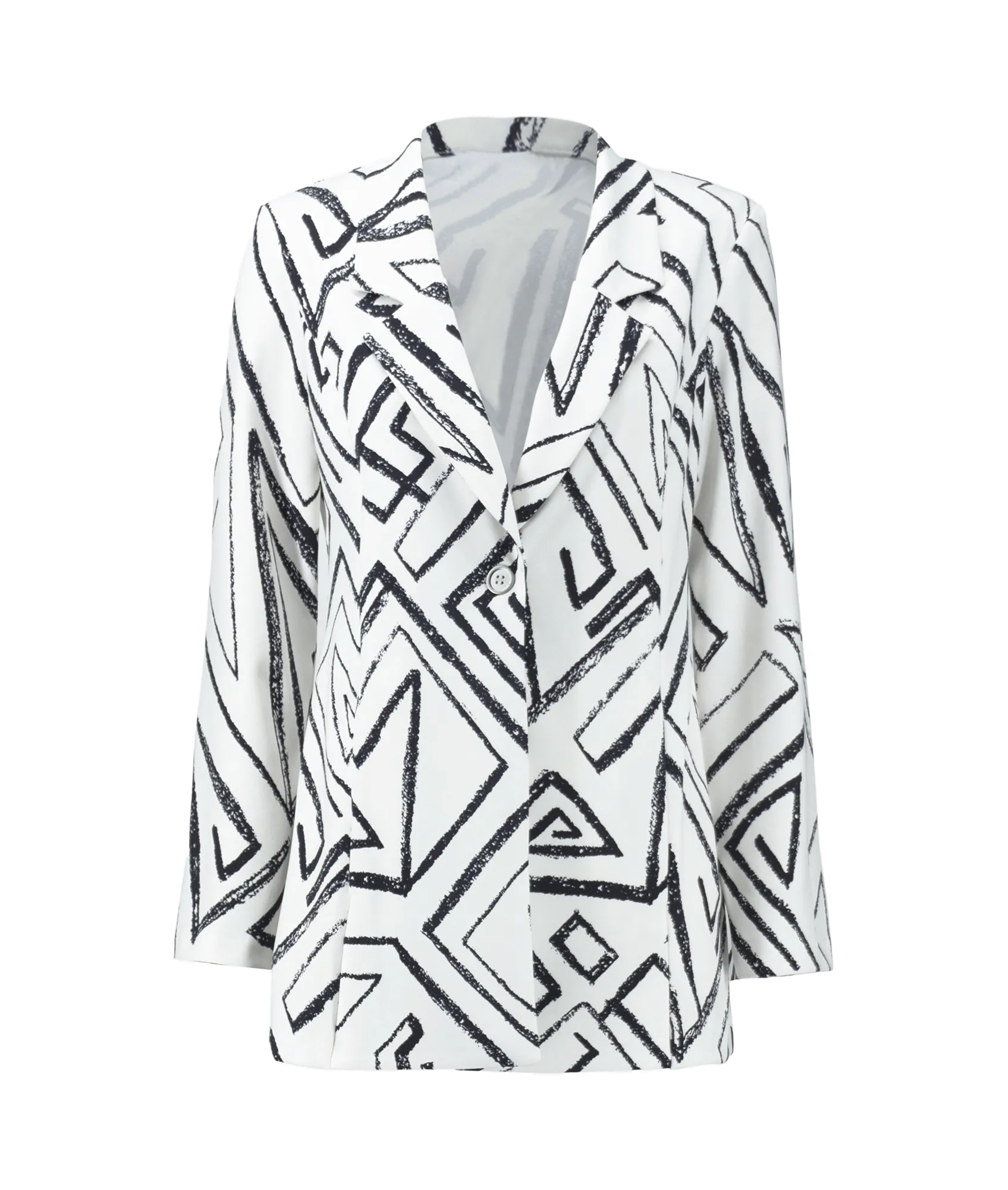 Abstract Print Blazer - White