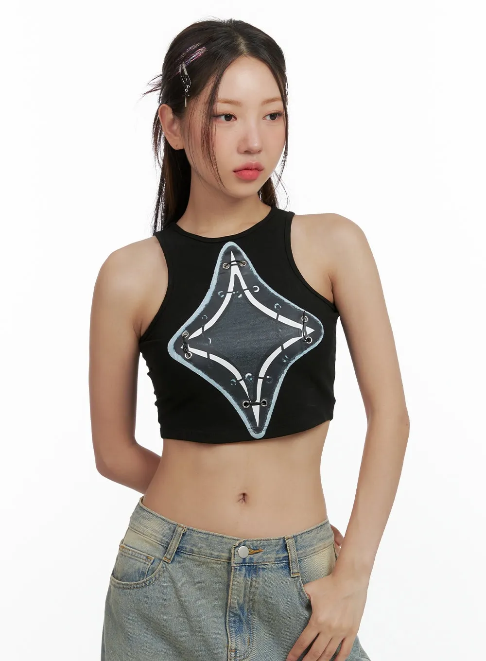 Acubi Graphic Tank Crop Top OL408