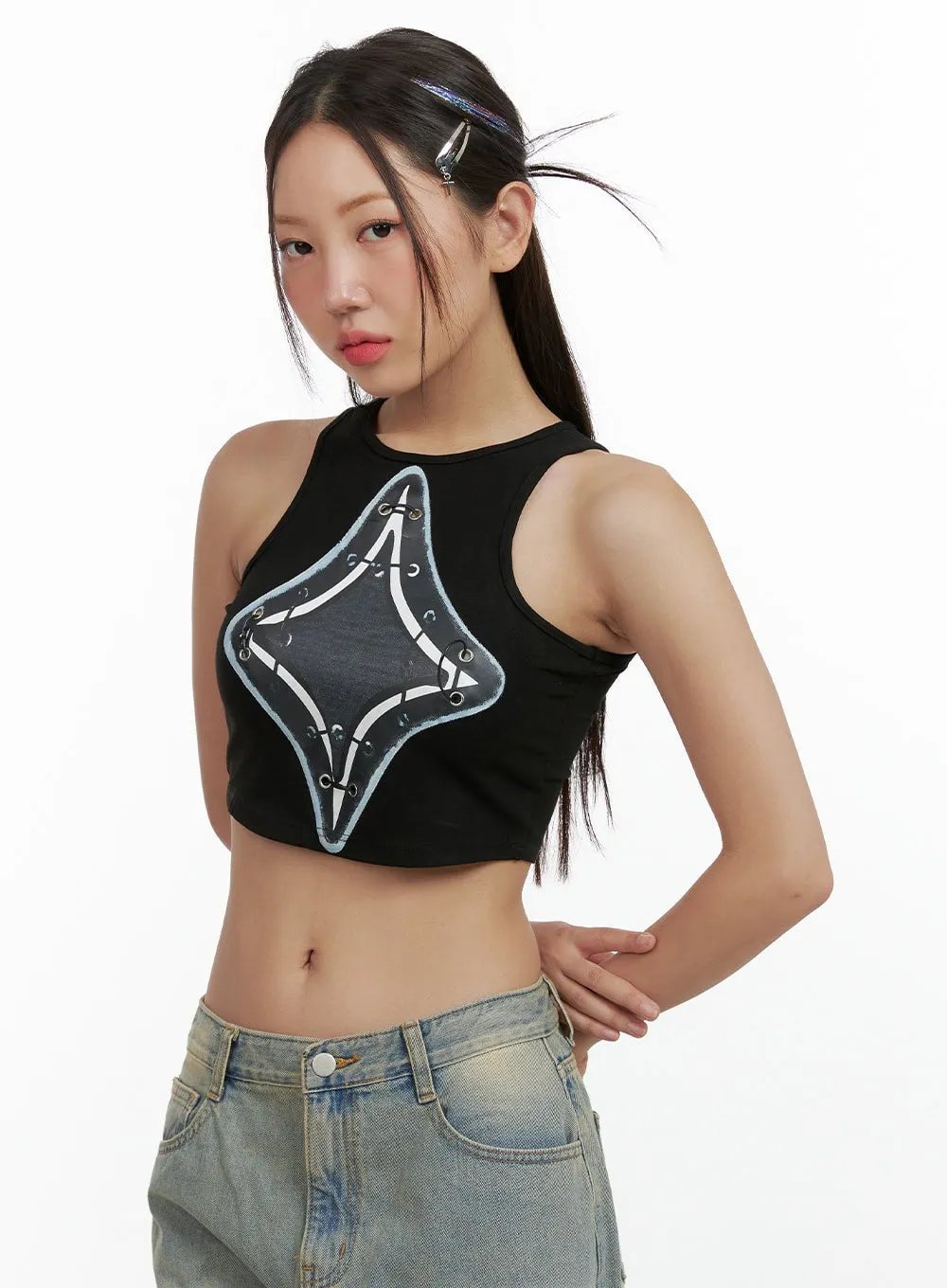 Acubi Graphic Tank Crop Top OL408