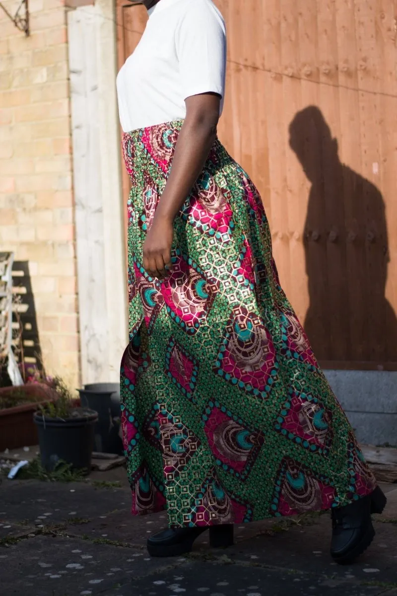 African Print Skirt in Purple Ankara Print - Festival Skirt