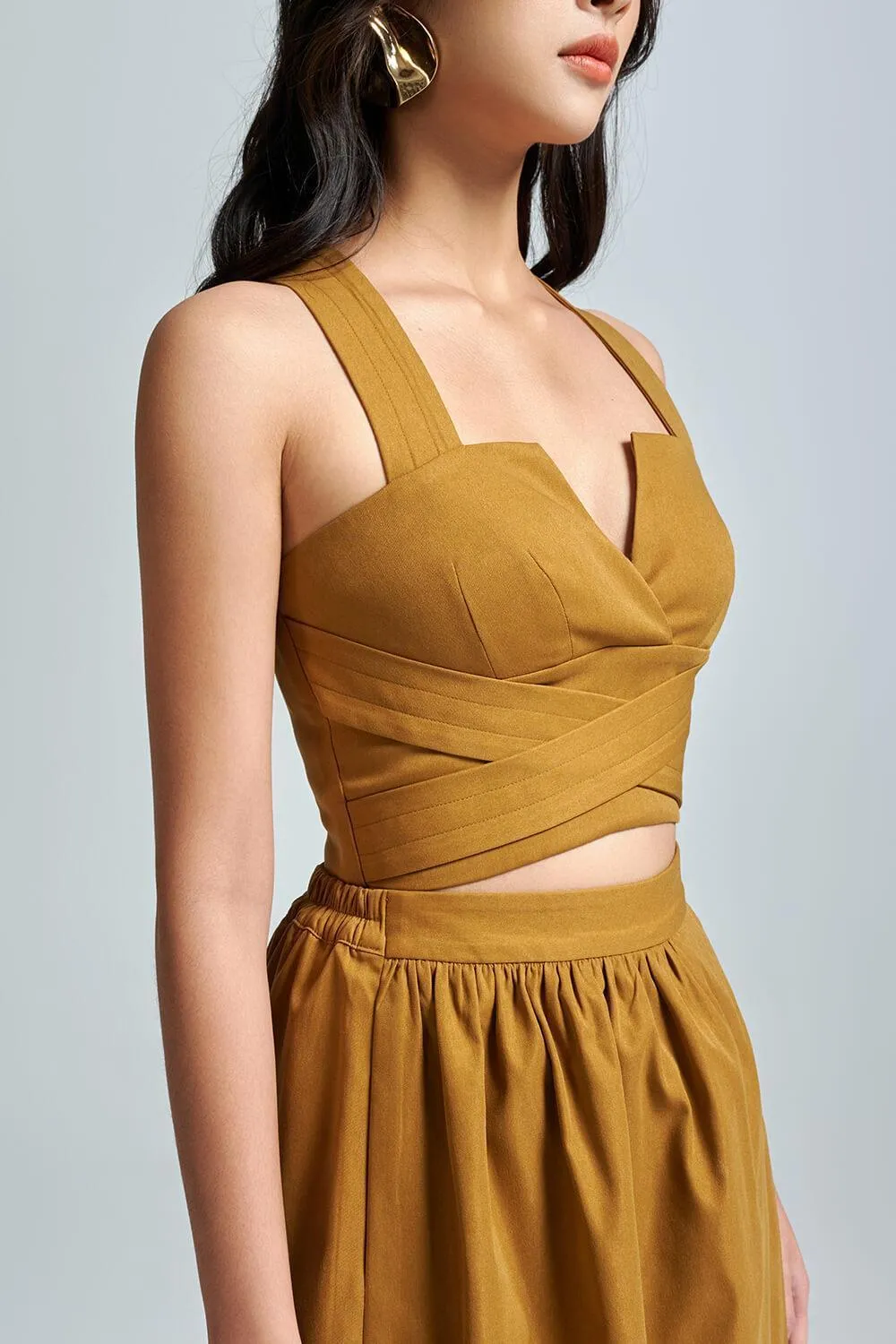 Anne Strappy Khaki Crop Top