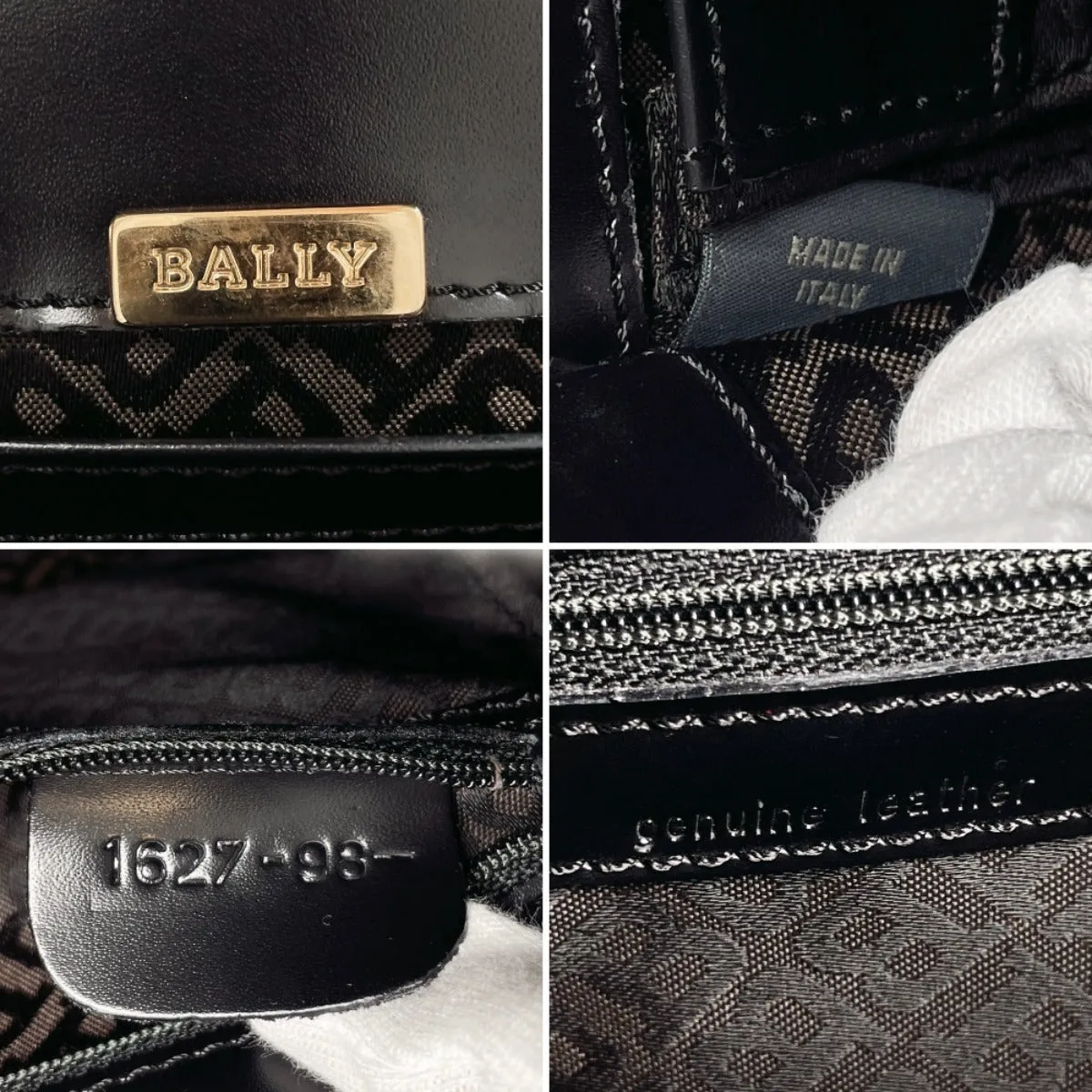 BALLY Handbag leather black Women Used Authentic