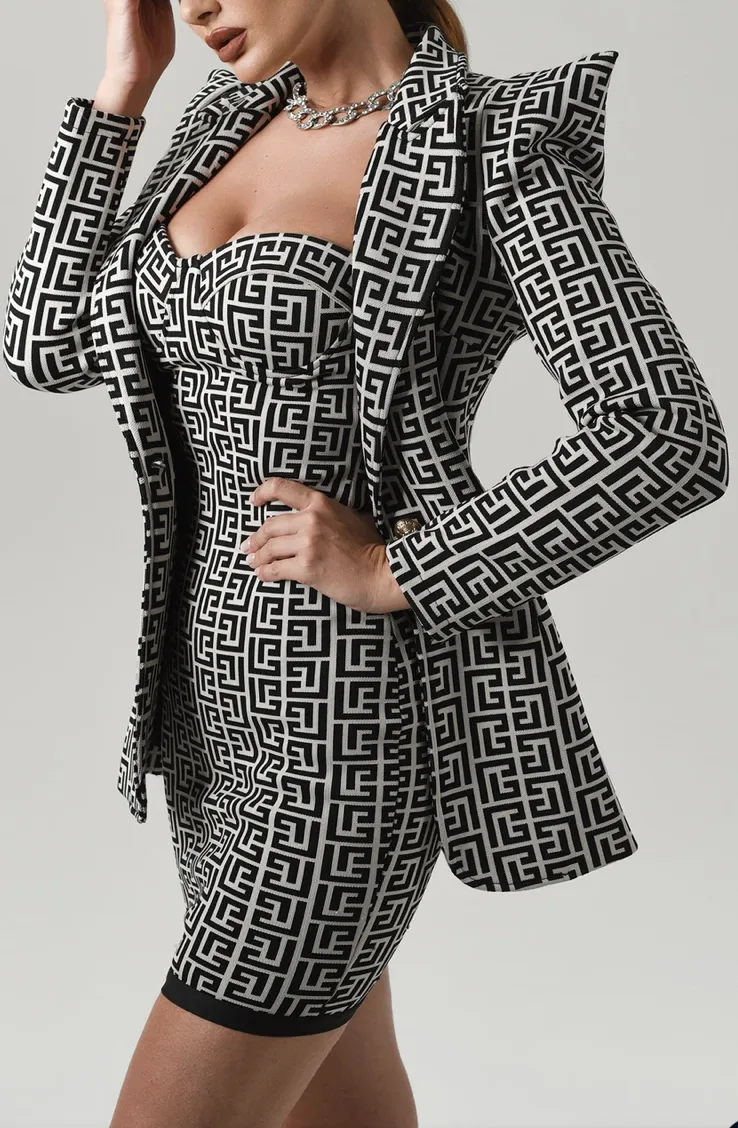 BELINE Jacquard Blazer Dress Bandage Set