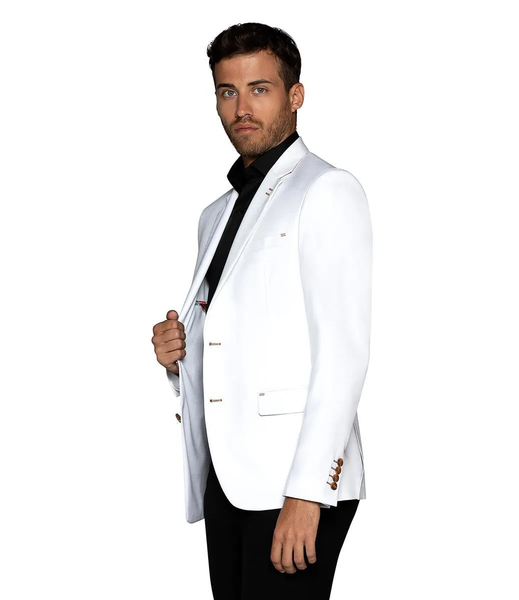 Bertigo Blazer | TURIN-05 WHITE TWILL BLAZER