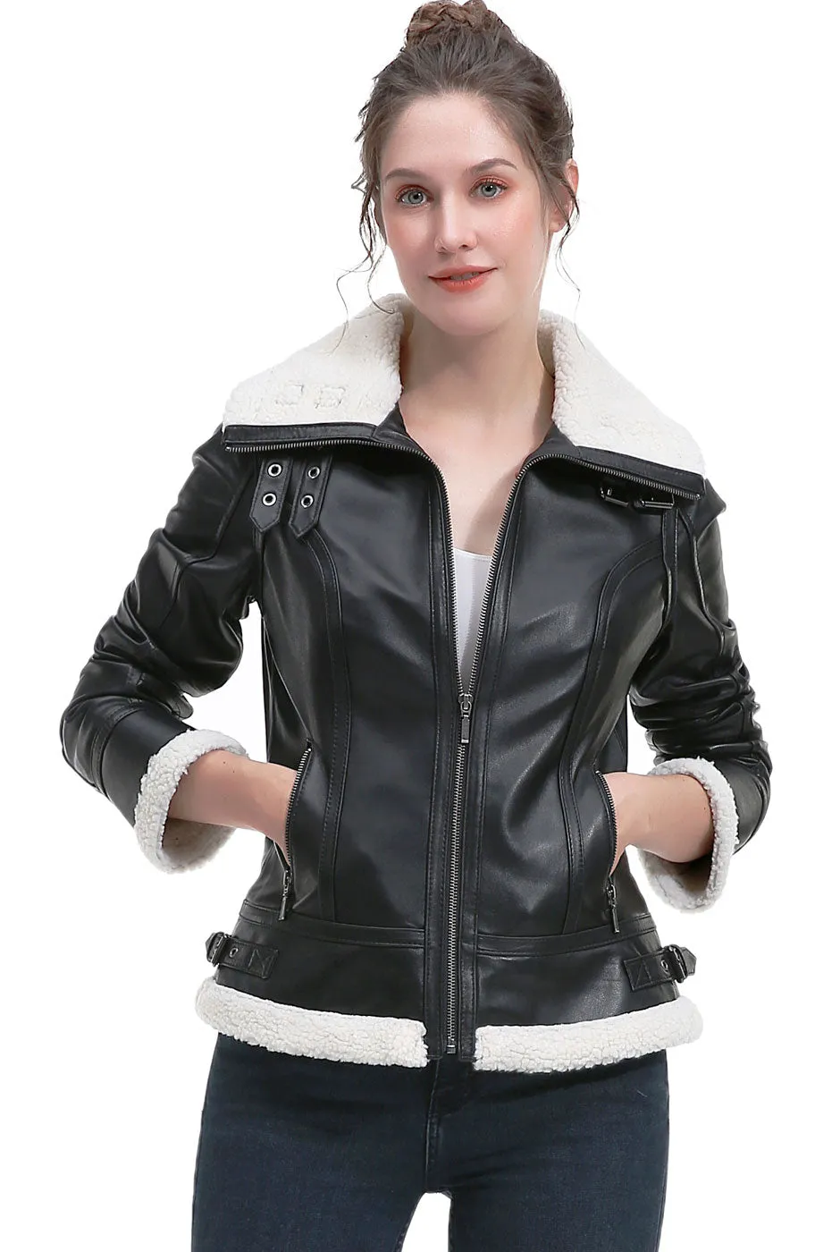 BGSD Women Hessa Lambskin Leather Jacket