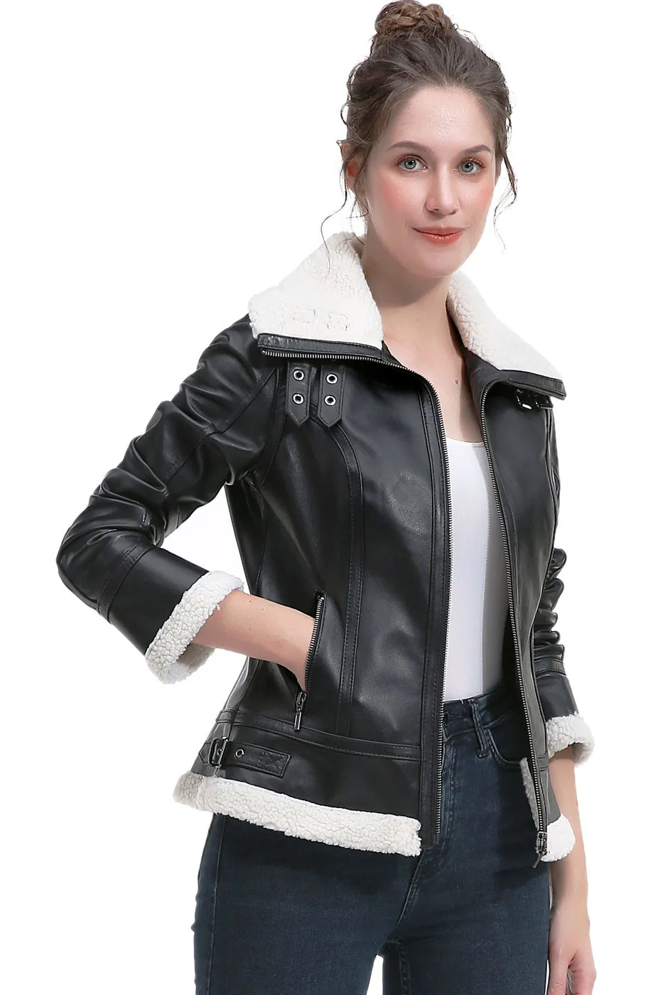 BGSD Women Hessa Lambskin Leather Jacket