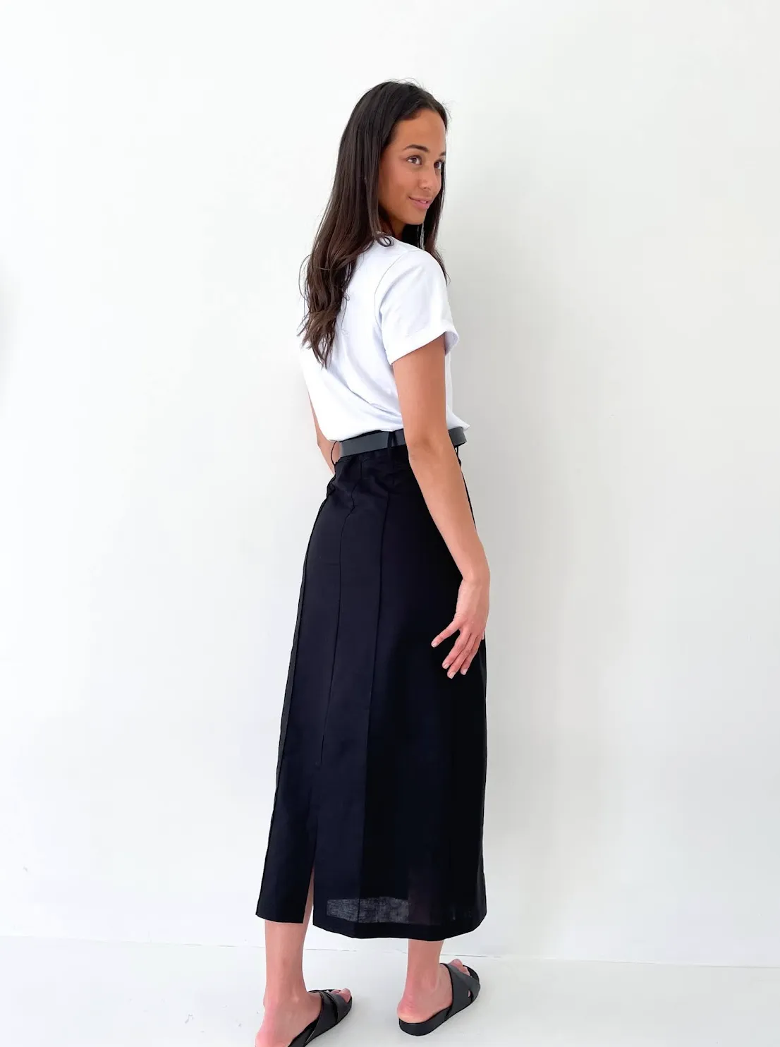 Black Linen Skirt