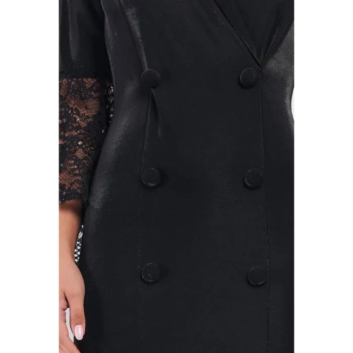 Blazer Dress With Lace Sleeves