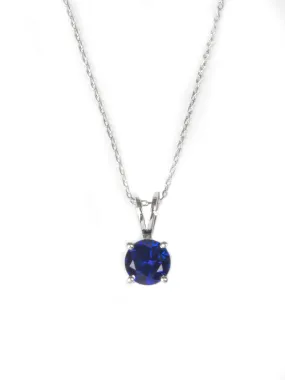 Blue Sapphire Solitaire Necklace For Women