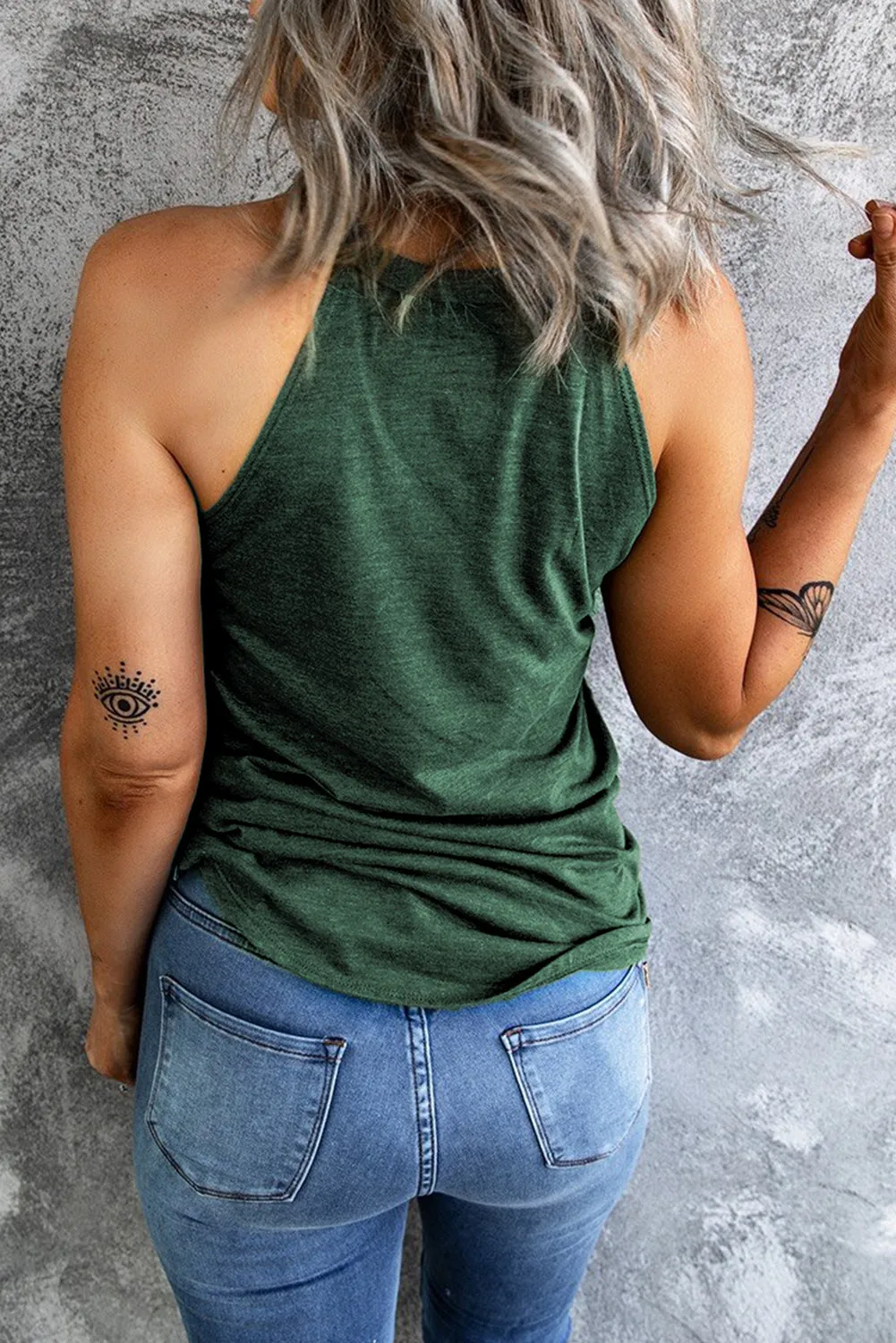 Brief Green Crew Neck Tank Top