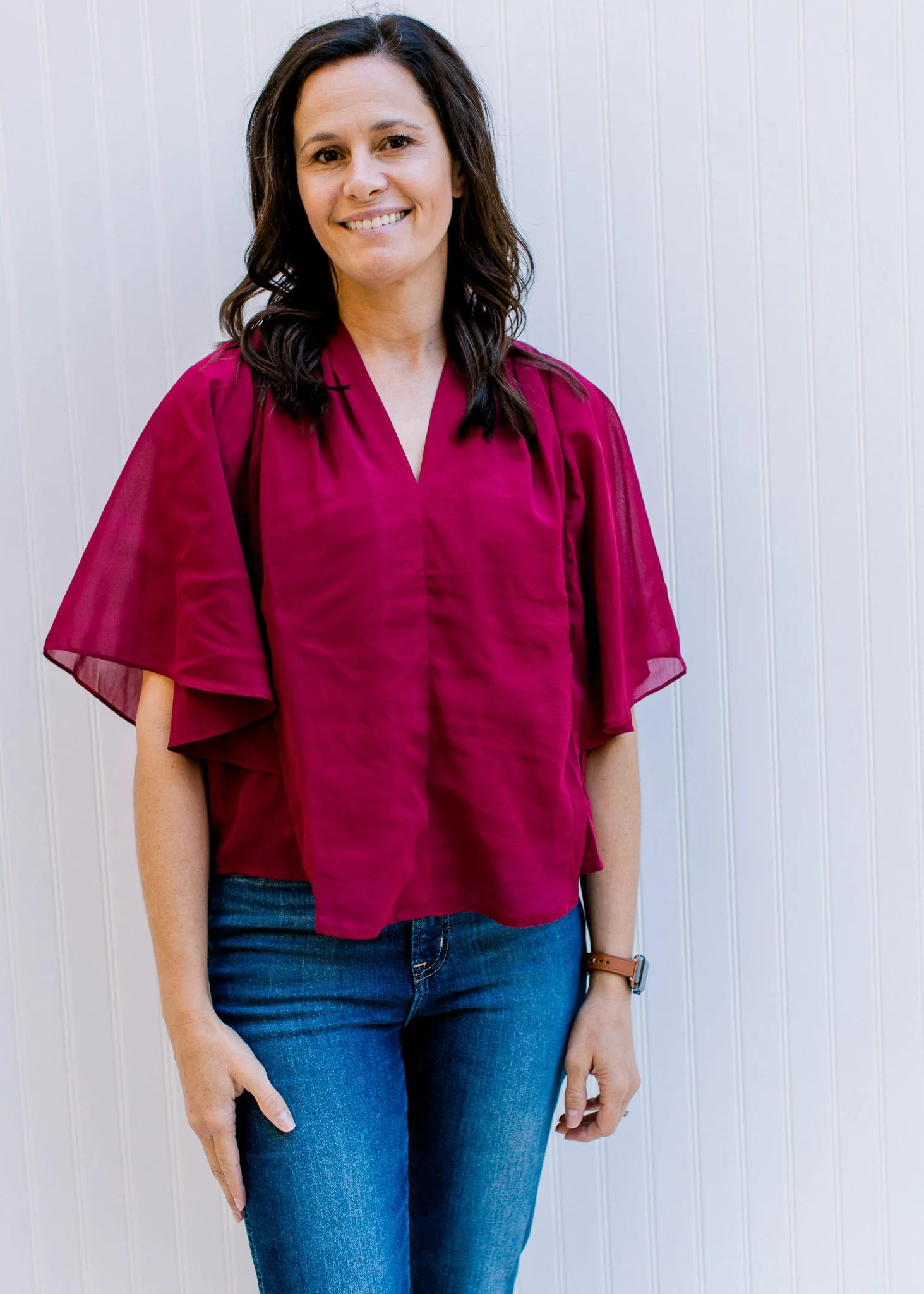 Burgundy Drape Blouse