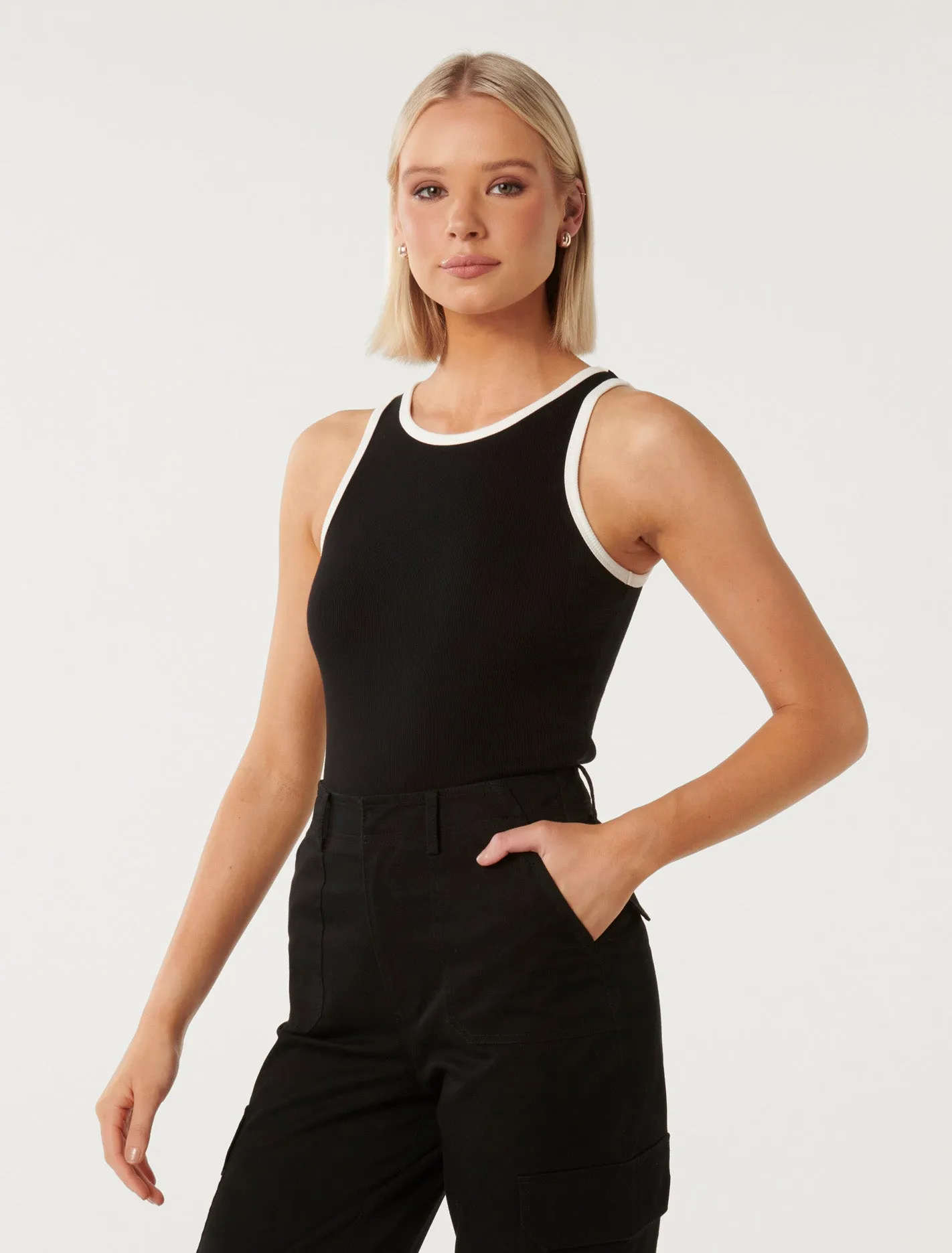 Charlie Contrast Trim Tank Top