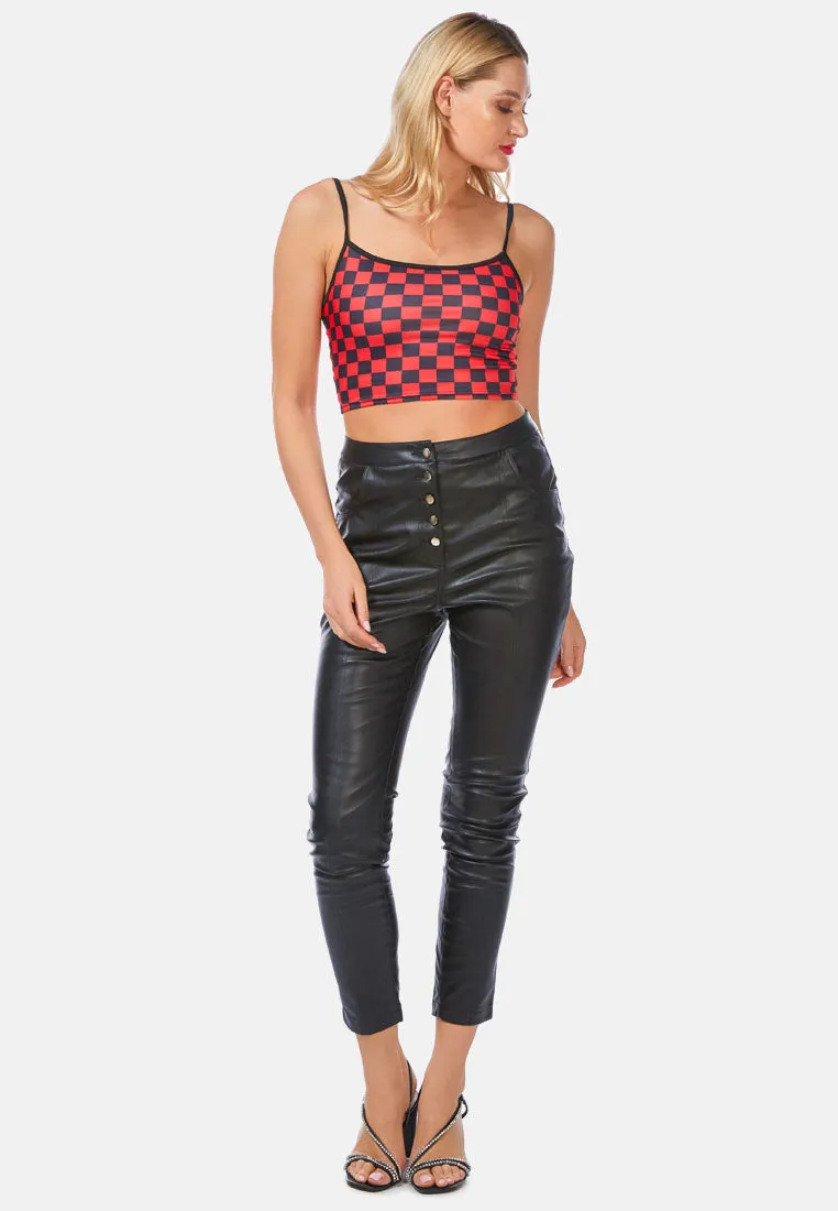 Checkerboard Spaghetti Crop Top