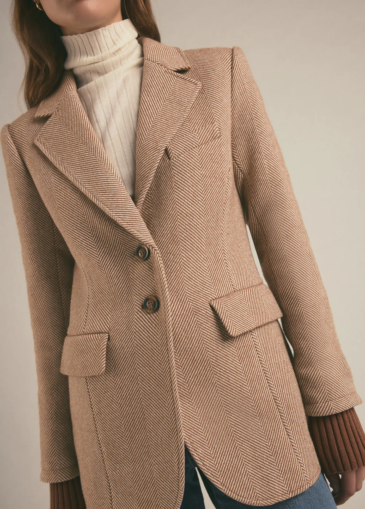 City Blazer~ Cognac Herringbone