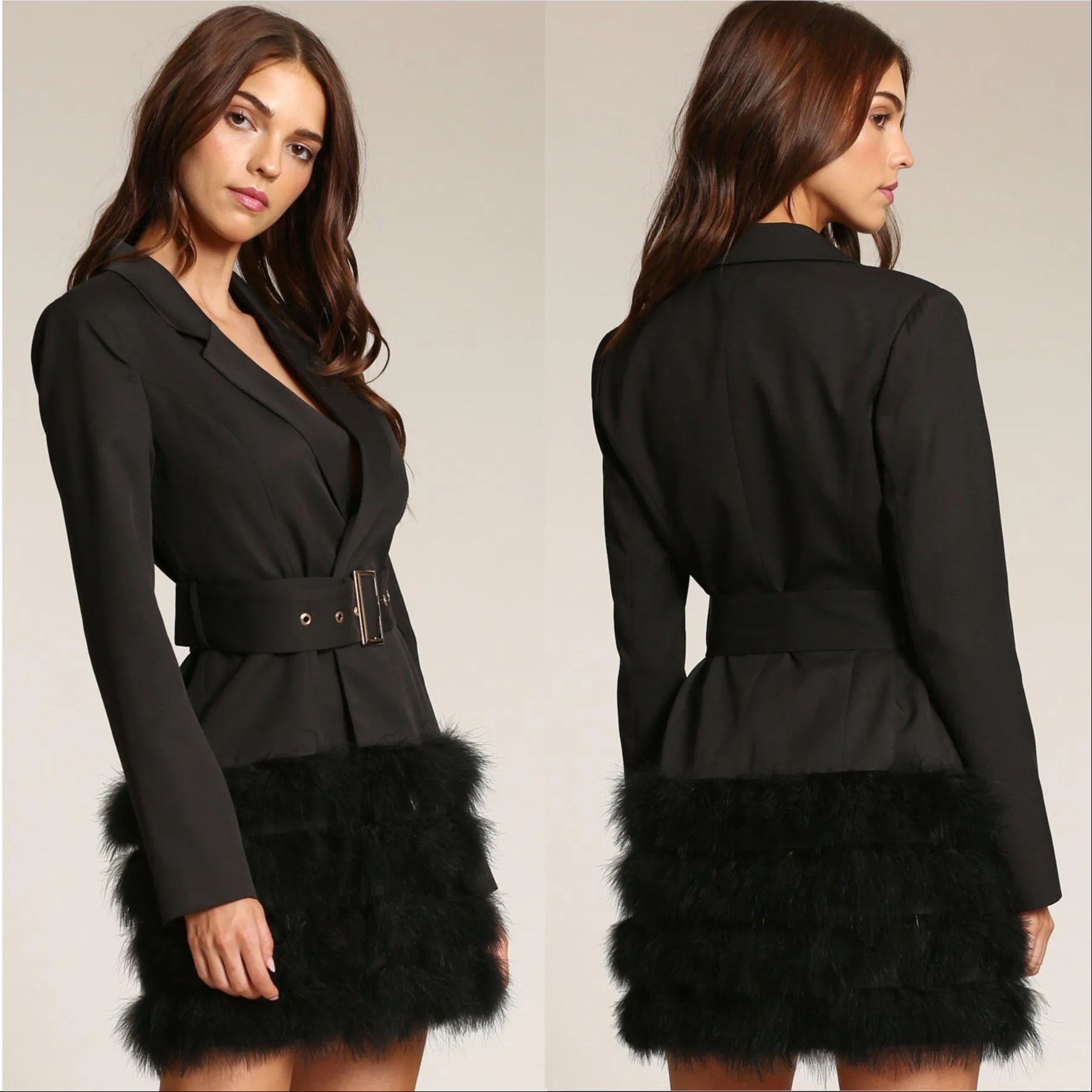 Coco Feather Trim Blazer Dress