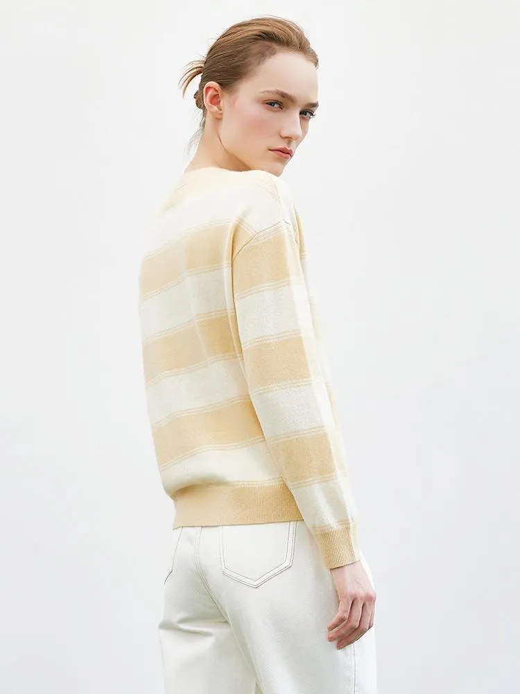 Color Block Striped Woolen Women Sweater