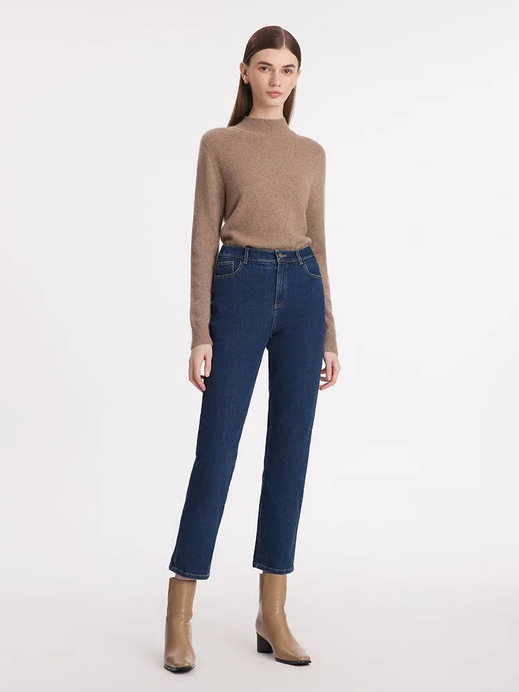 Cotton Ankle Length Women Tapered Jeans