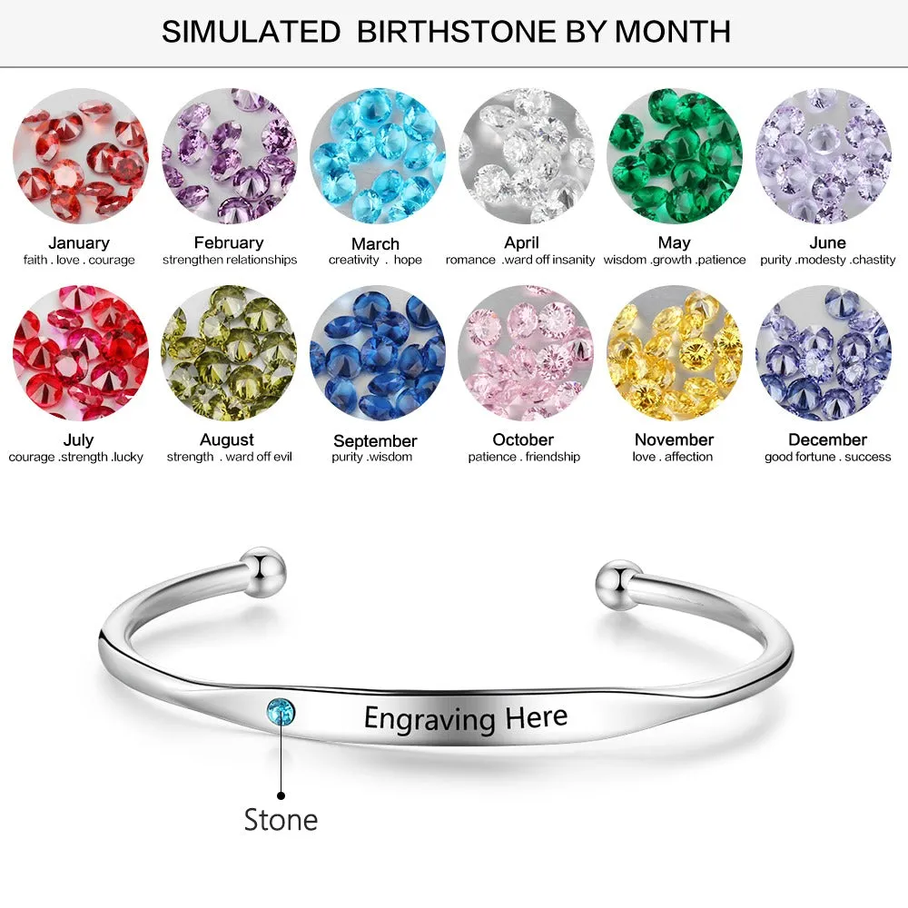 Custom Birthstone ID Bracelet For Women