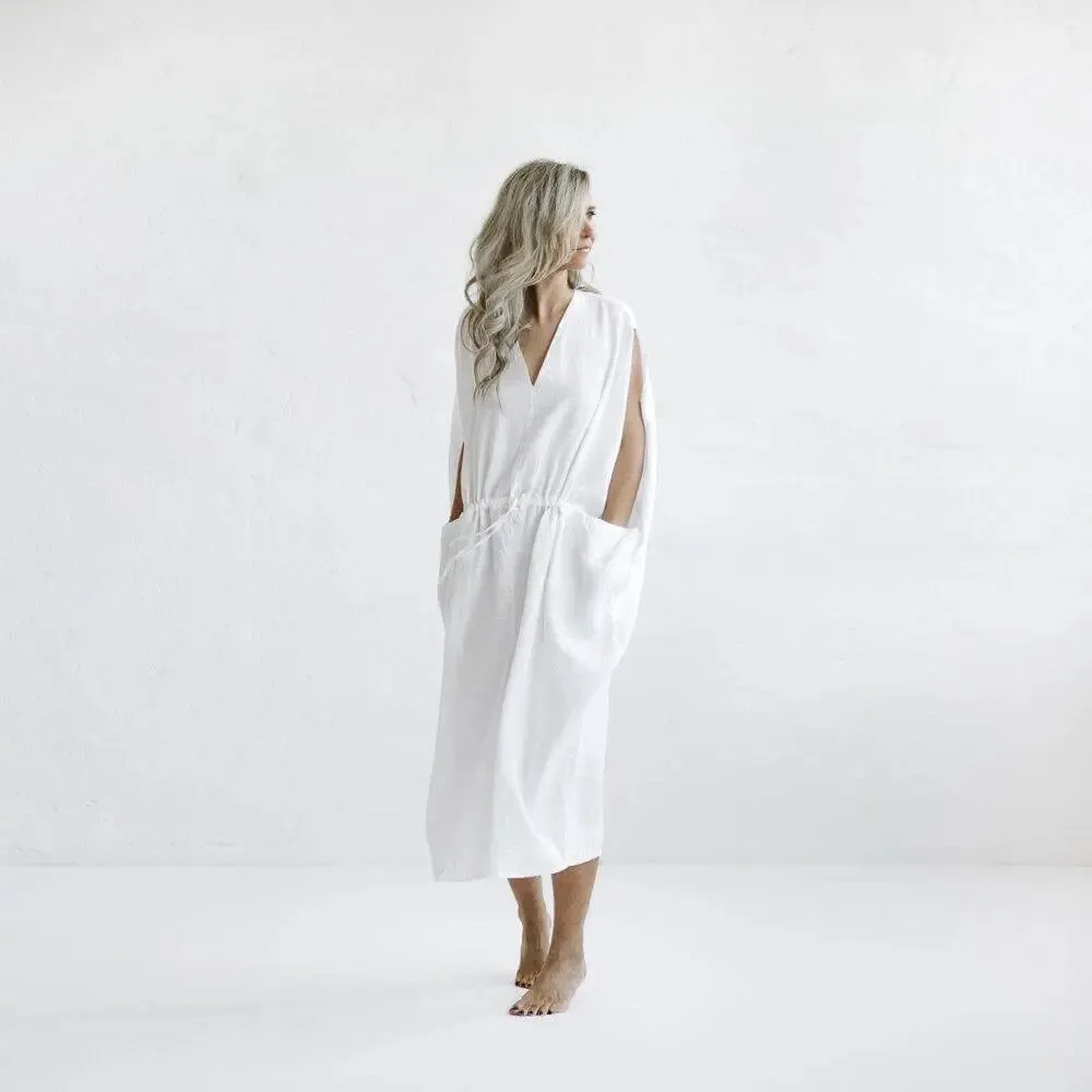 Drawstring waist linen dress by Seaside Tones