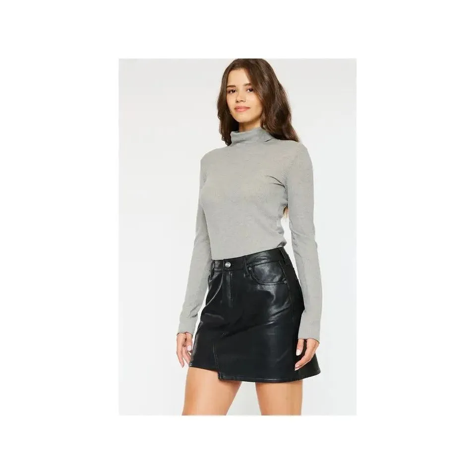 Faux Black Leather Skirt