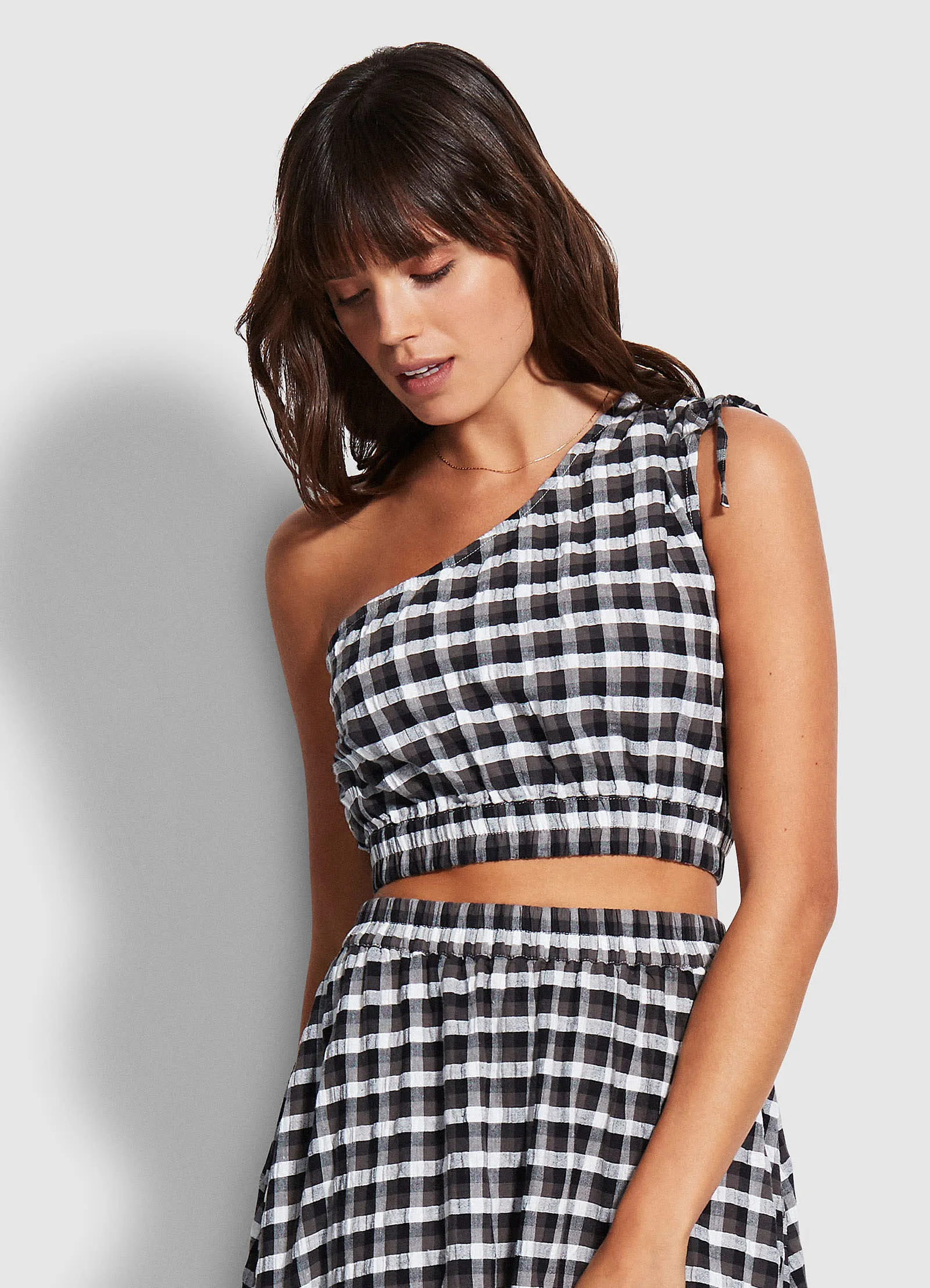 Gingham Crop Top - Black