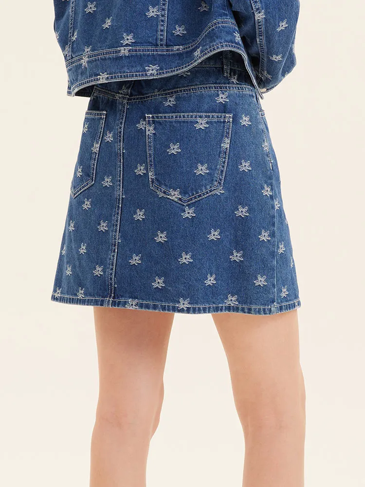 Jacquard Denim Half Women Skirt