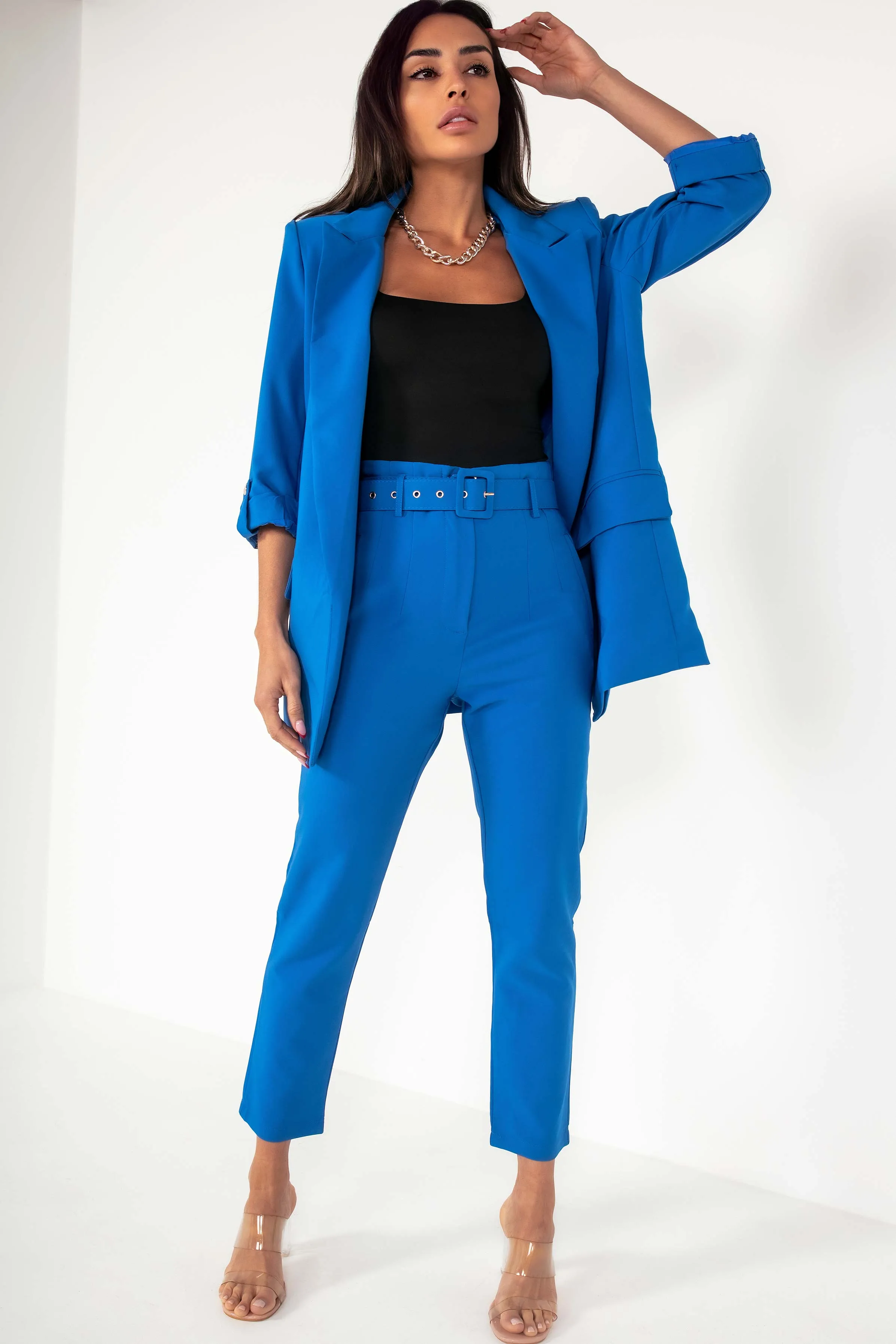 Kaisley Royal Blue Padded Shoulder Blazer