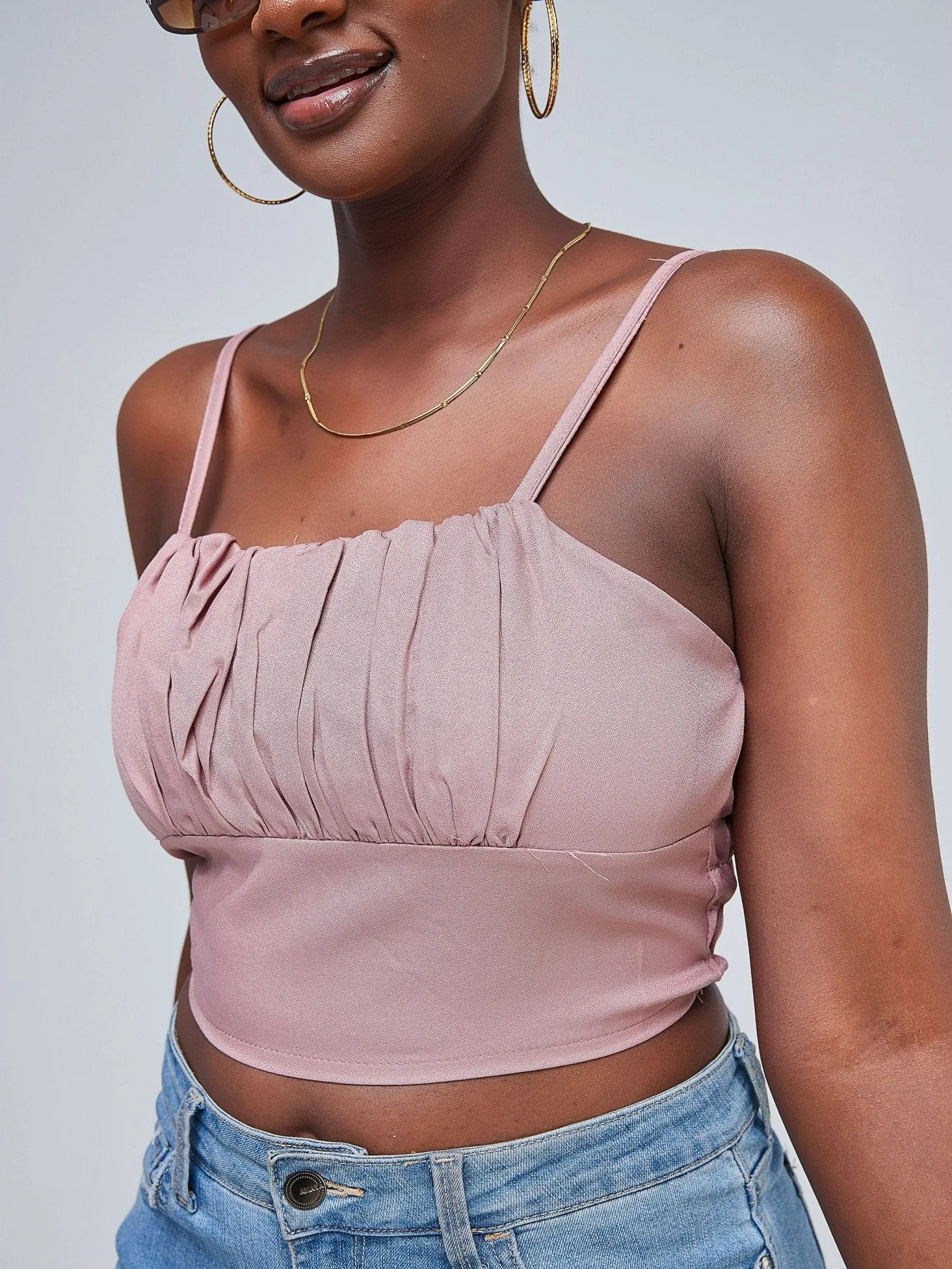 Lola Ruched Bust Crop Top - Pink