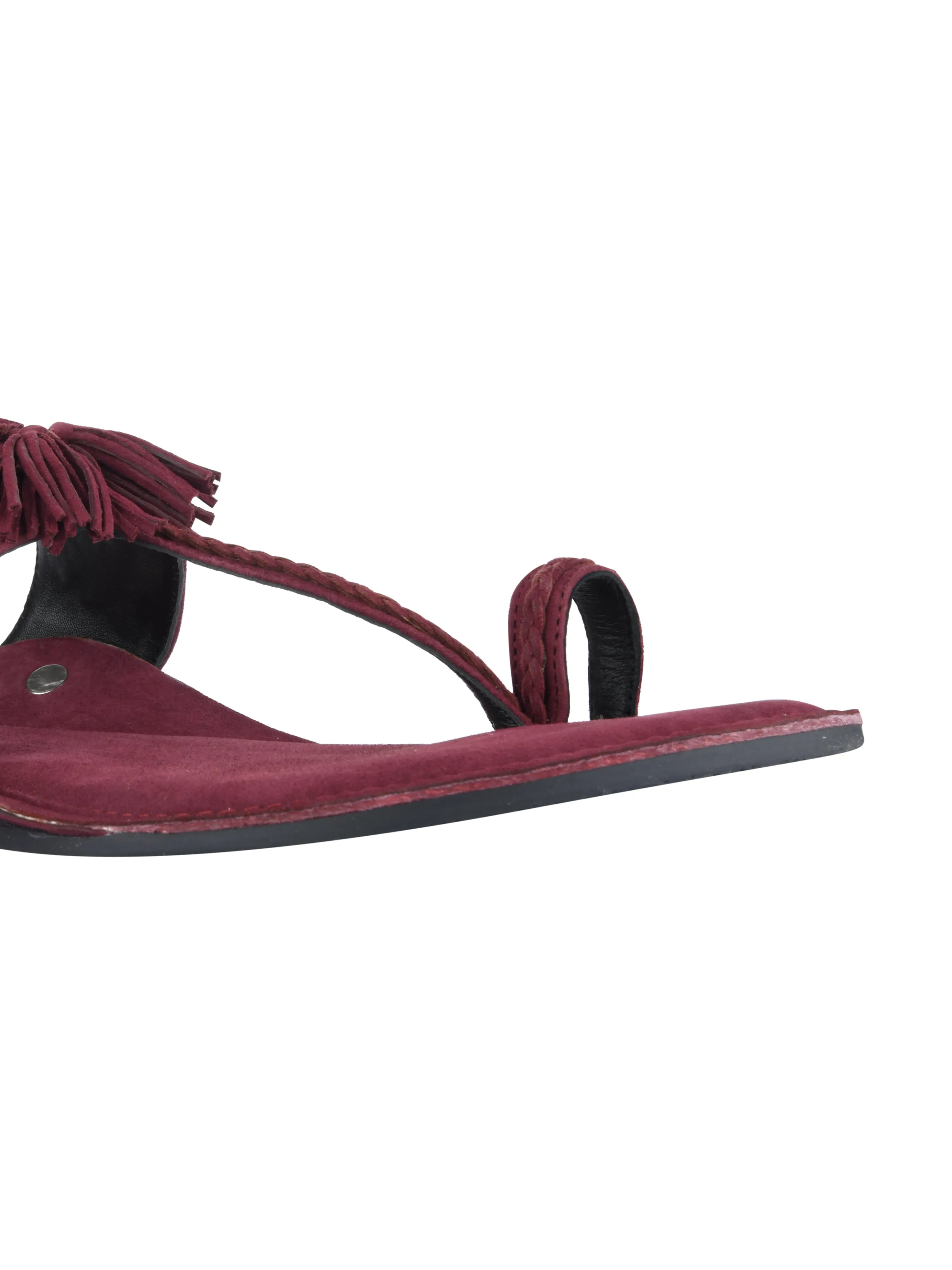 Maroon Braided Kolhapuri For Women