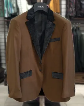 Men's Solid Blazer - VC Brown - Tuxedo blazer - Dinner Jacket