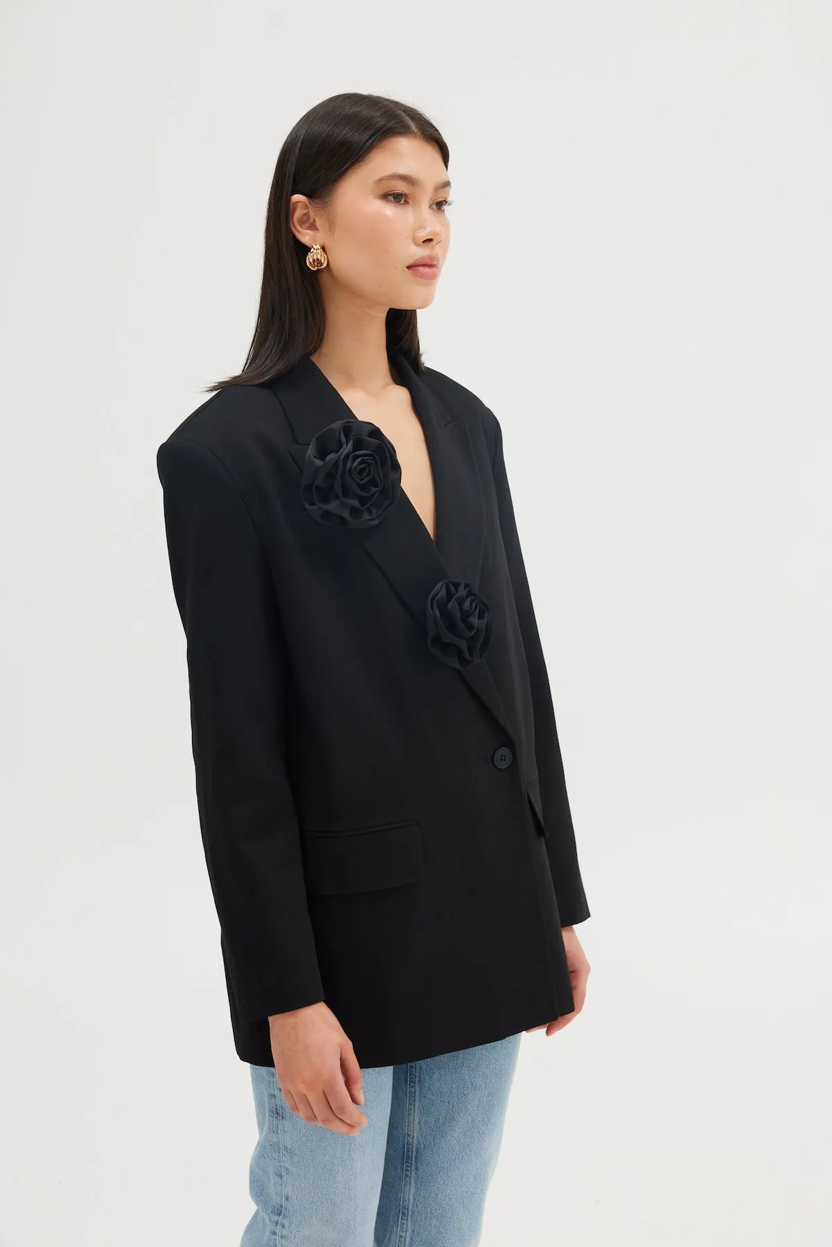 Mimi Rosette Blazer - Black