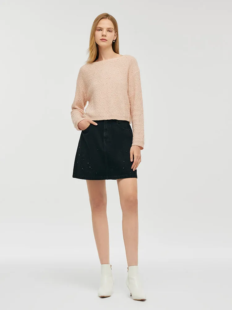 Mohair Slash Neck Women Sweater