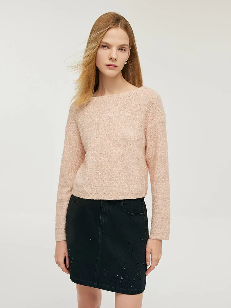 Mohair Slash Neck Women Sweater