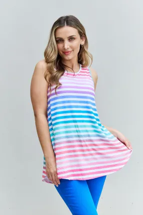 Multicolored Striped Tank Round Neck Top