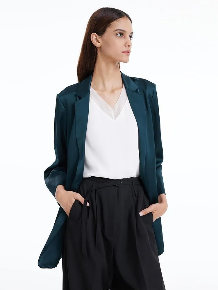 One Button Triacetate Women Blazer