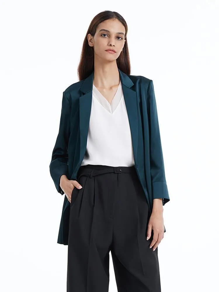 One Button Triacetate Women Blazer