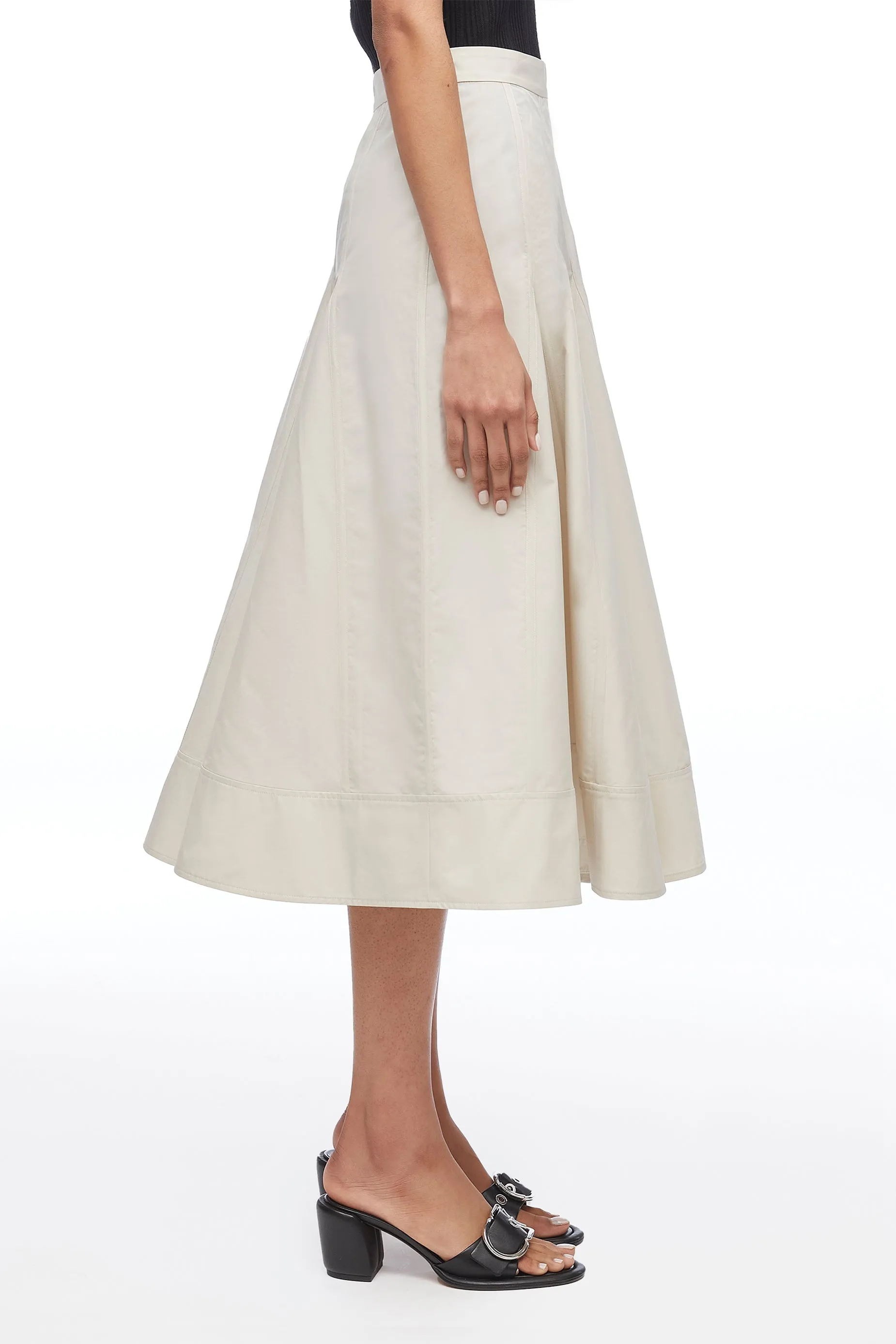 Pleated Godet Midi Skirt