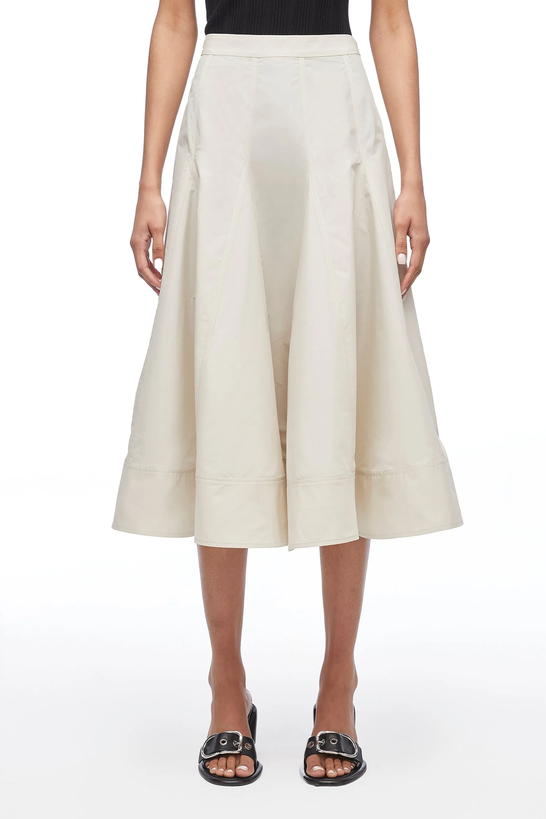 Pleated Godet Midi Skirt