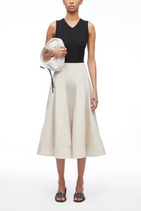 Pleated Godet Midi Skirt