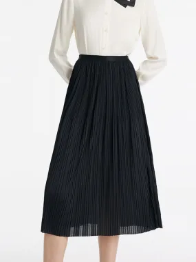 Pleated Women Half Skirt With Elastic Waistband