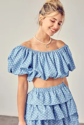 Polka Dot Bubble Crop Top