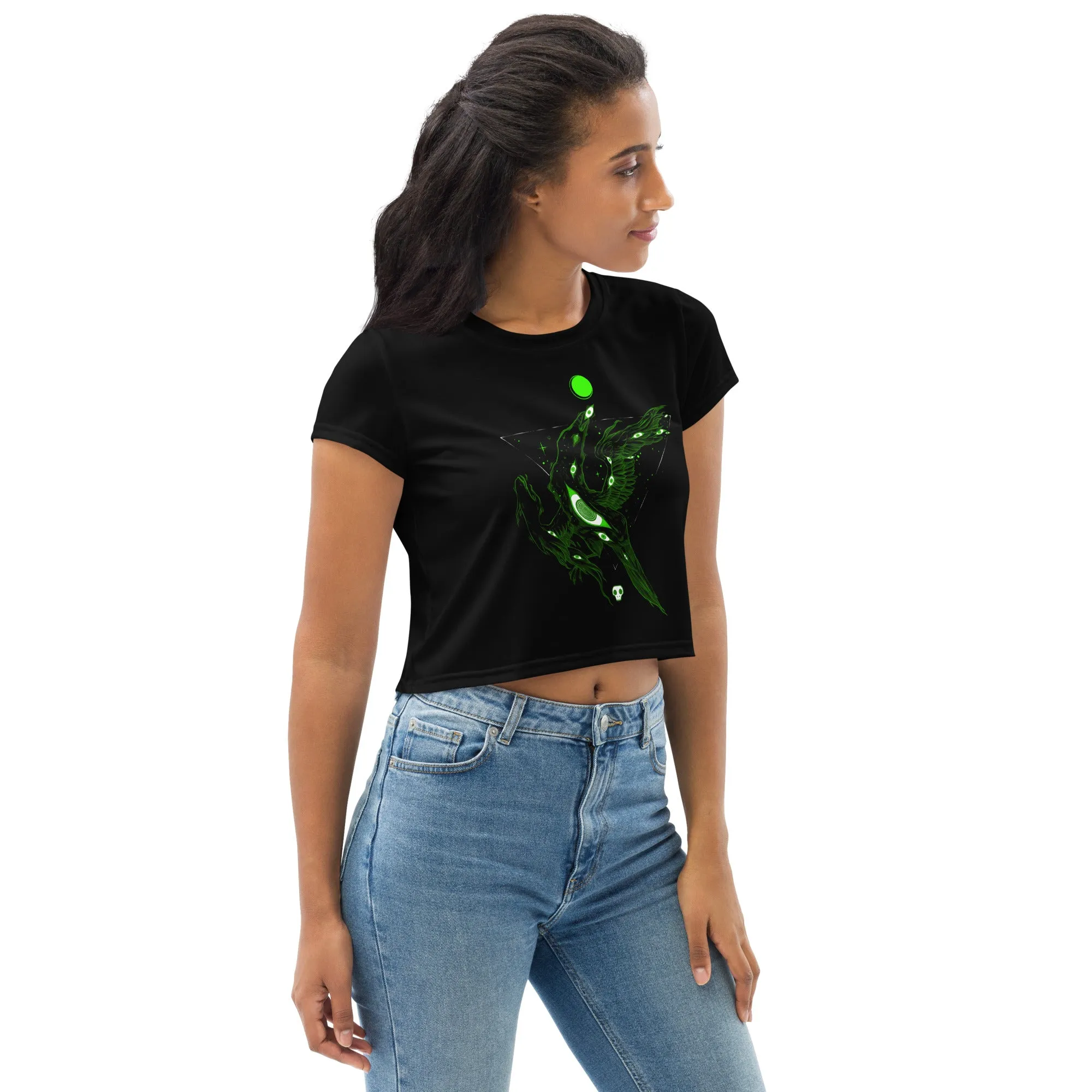 Raven And Eyes, Sublimation Crop Top