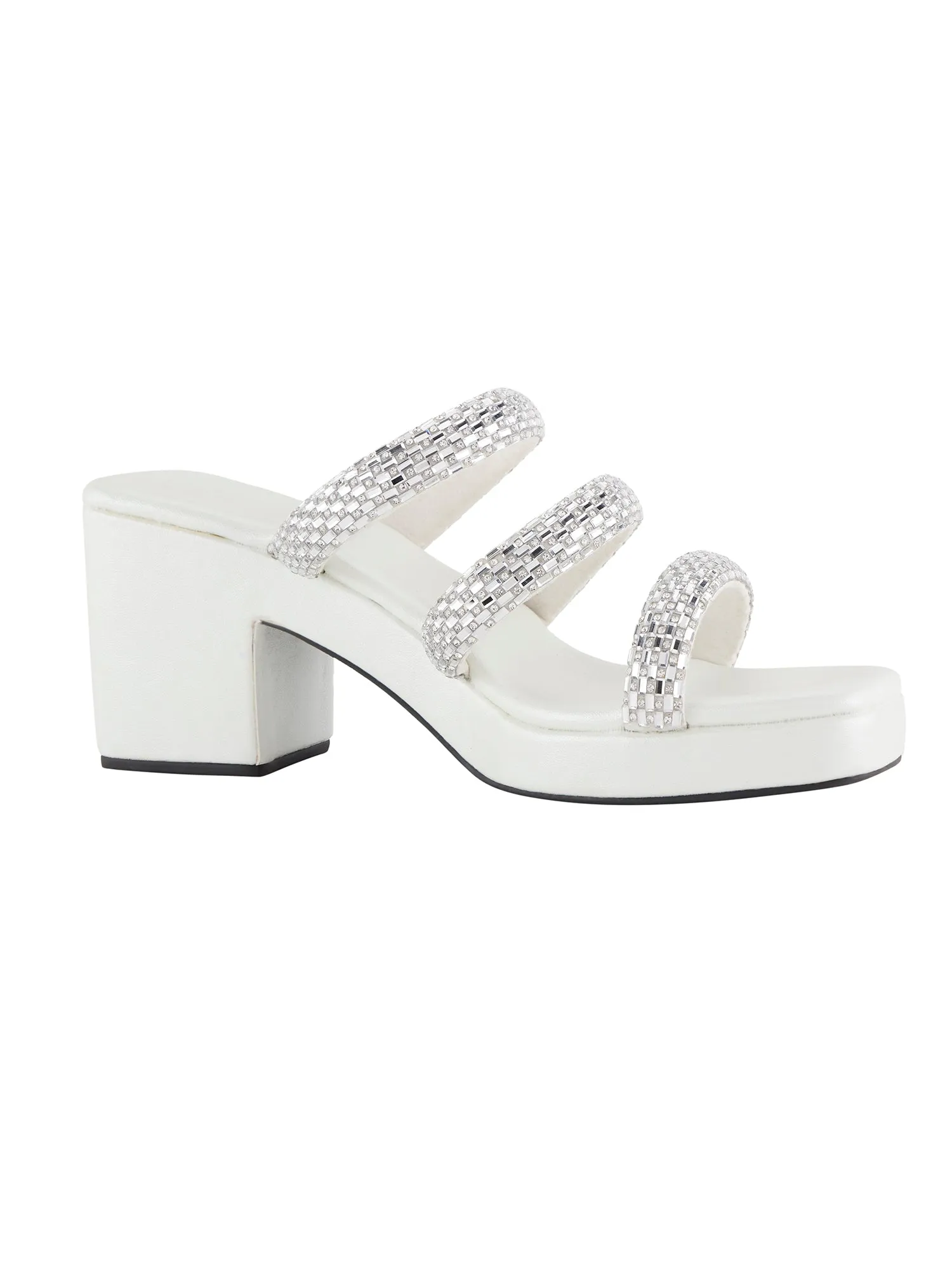 Silver & White Platforms For Women