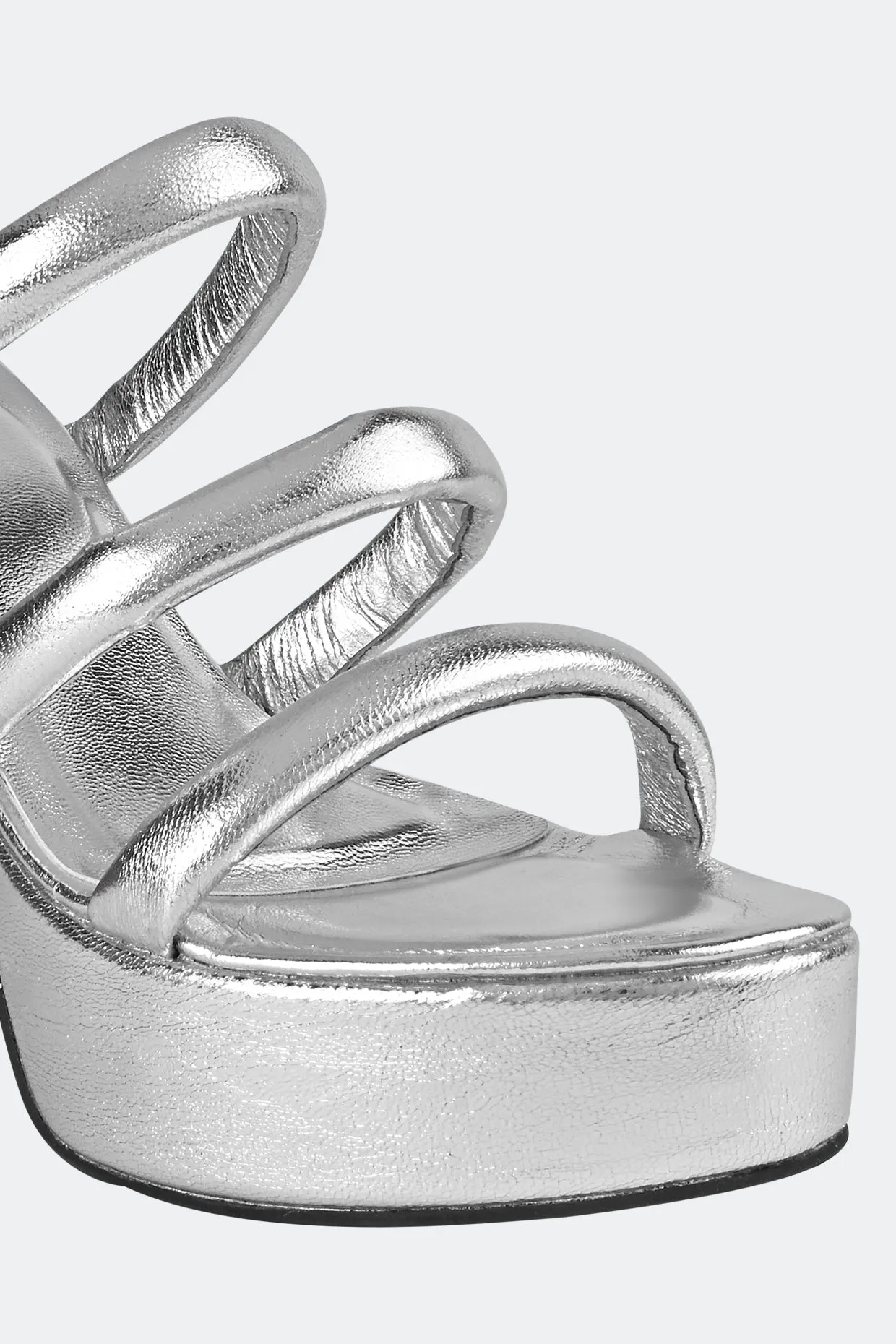 Silver Three Strap Platform For Women