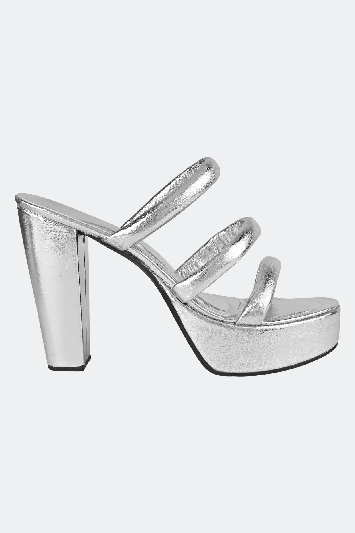 Silver Three Strap Platform For Women