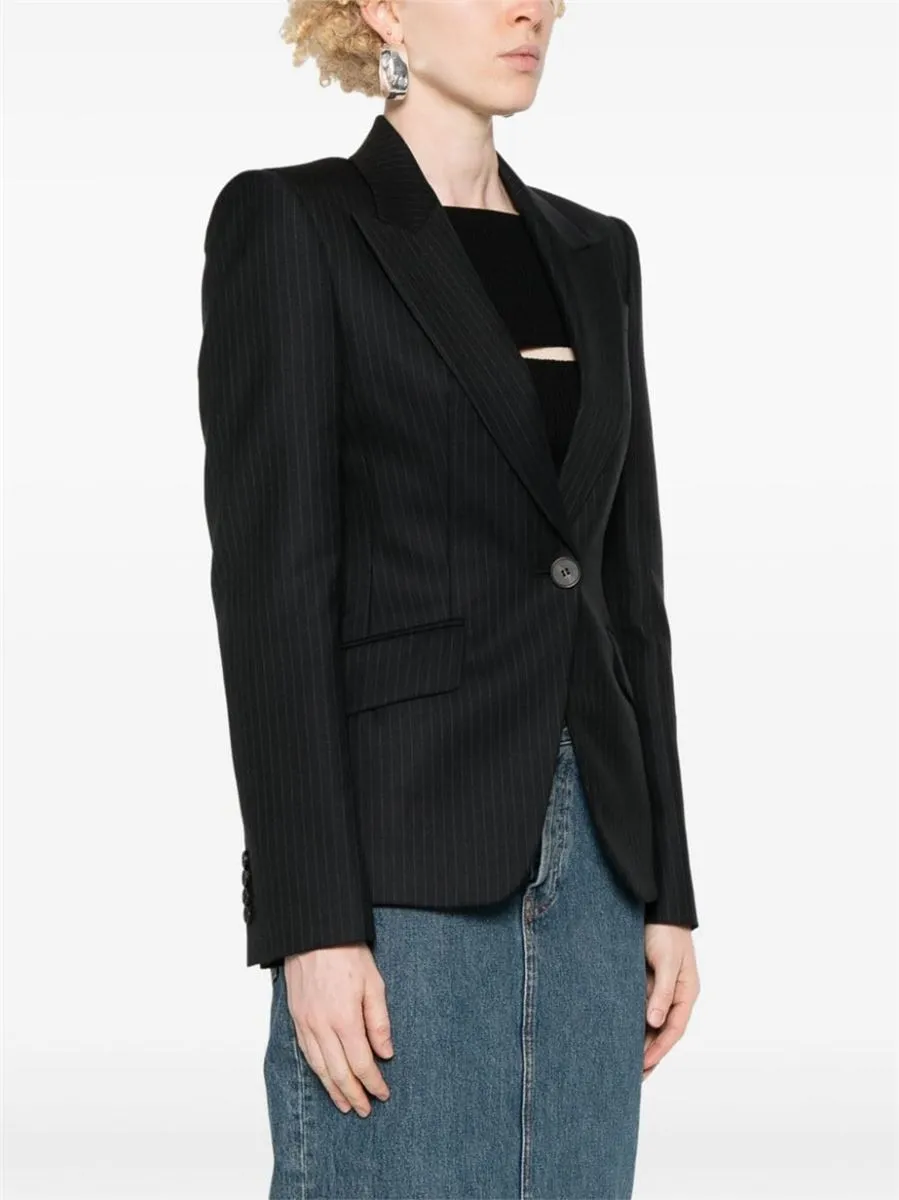 SINGLE-BREASTED PINSTRIPE BLAZER